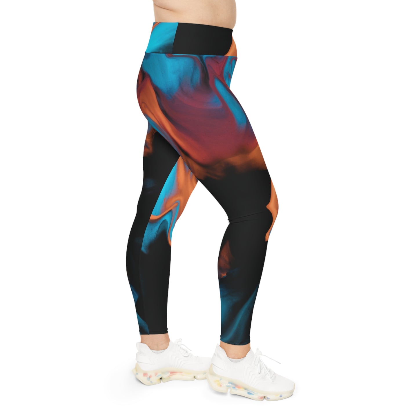 Plus Size Yoga Leggings - Vibrant Abstract Design for Comfort and Style, 2XL to 6XL Cute and Comfortable Leggings, Plus Size Fitness Pants
