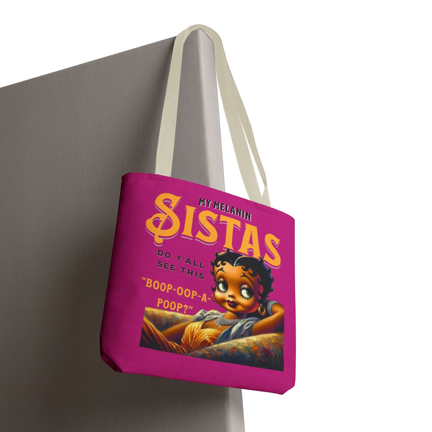 Black Betty Boop Tote Bag, 92 Percent Women Tote Bag, Cute Betty Boop Gift, Pink Betty Boop Tote Bag, Humorous Betty Boop Bag