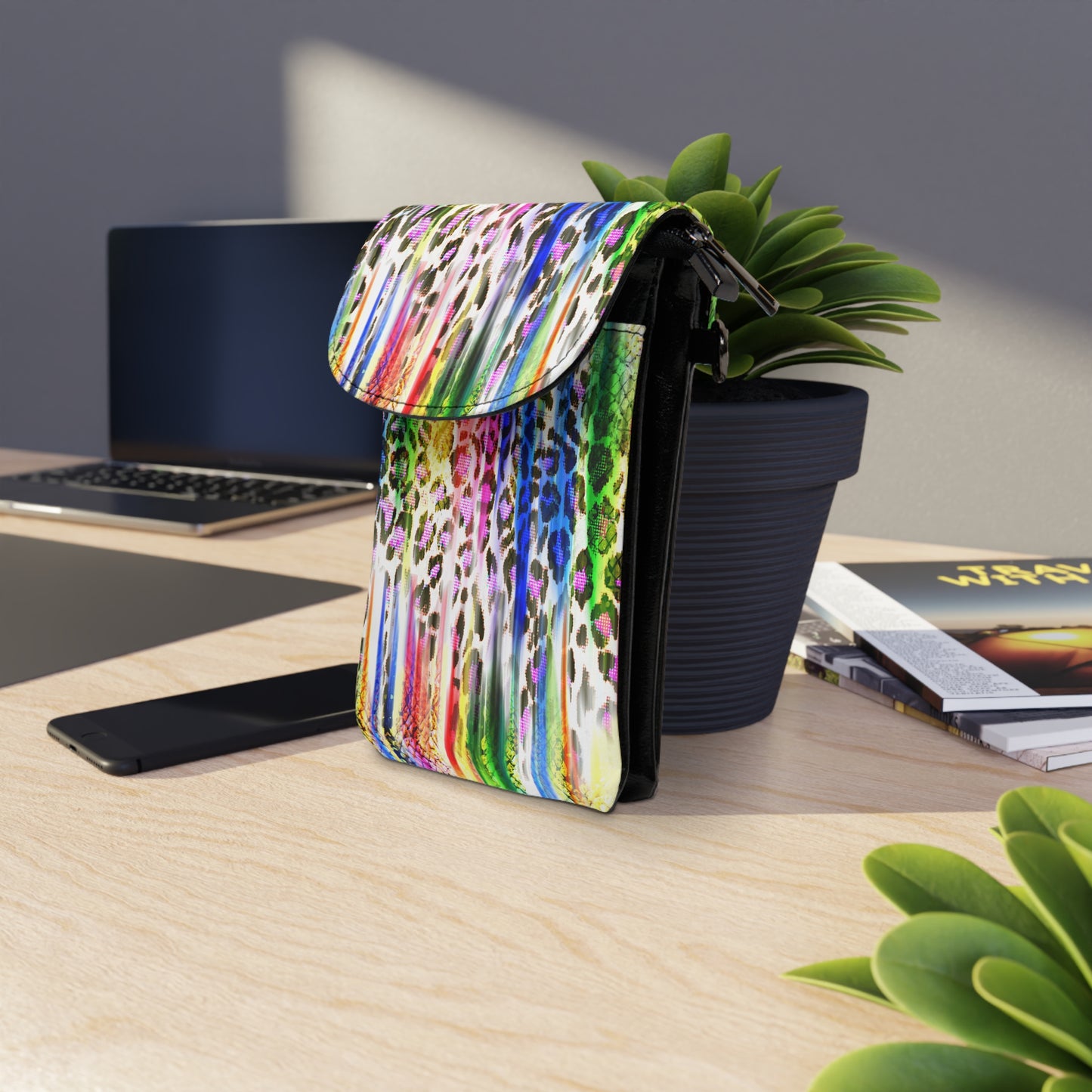 Colorful Animal Print Small Cell Phone Wallet - Stylish Crossbody Pouch for Everyday Use, Animal Print Crossbody Cellphone Case