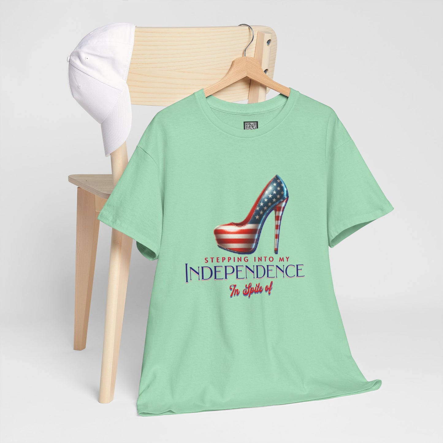 Independence Celebration Tee, Cute Women Heavy Cotton T-Shirt, Patriotic 4th of July Shirt, Cute Flag Gift for Her, Summer Style