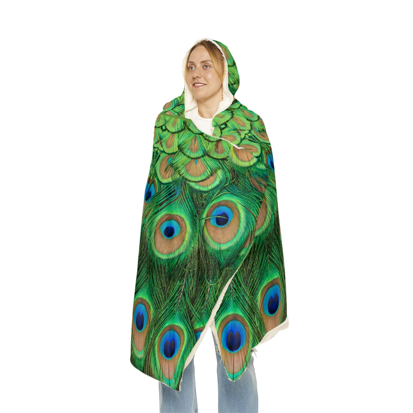 Peacock Pattern Snuggle Blanket - Cozy Hooded Throw for Relaxation & Gifts, Soft and Comfortable Mother's Day Gift,