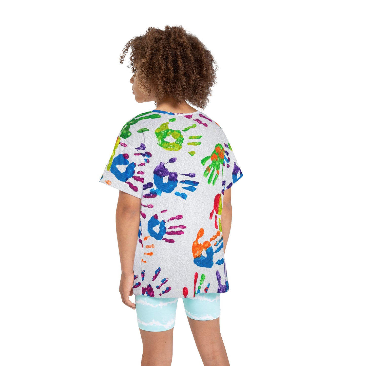 Kids Finger Paint Print Sports Jersey, Unique Colorful Shirt for Boys and Girls, Fingerpaint Children's Shirts,