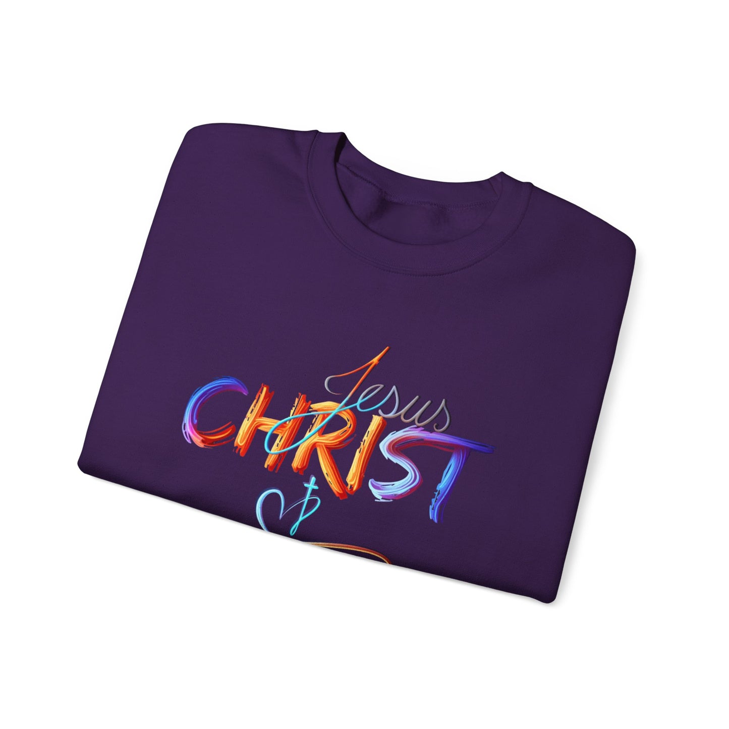 Jesus Christ – Faith & Light Crewneck Sweatshirt, Christian Apparel, Bold Christian Graphics, Christian Gifts, Faith-Based Art, Gospel Merchandise