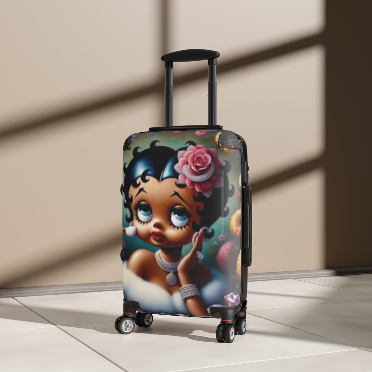 Vintage Style Suitcase with Betty Boop Design, Travel Luggage, Retro Carry-On, Gift for a Stylish Traveler, Unique Jetsetter Suitcase