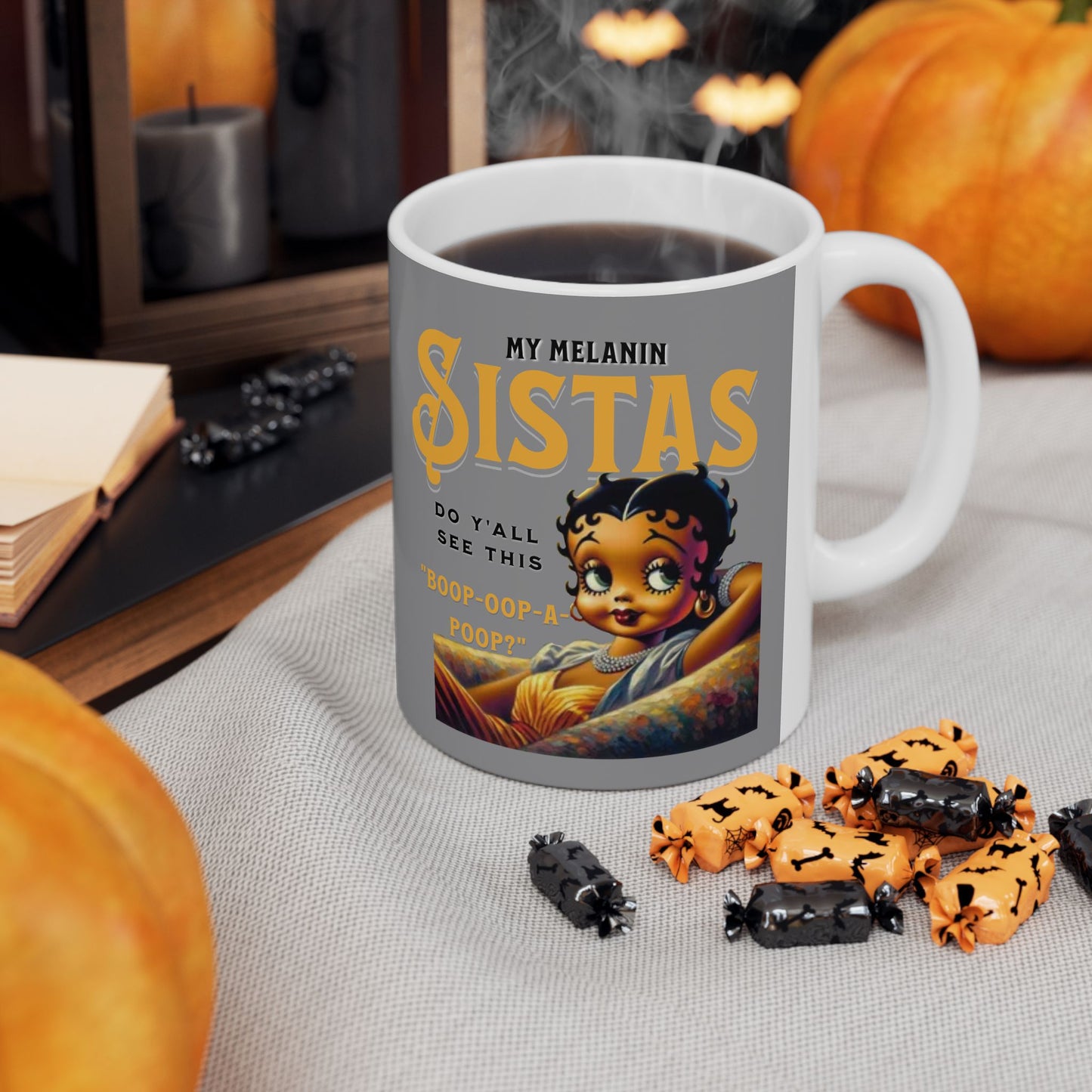 Black Betty Boop Ceramic Mug, (11oz, 15oz), Melanin Betty Boop Humorous Mug, 92 Percent Black Women Mugs, Betty Boop Merchandise