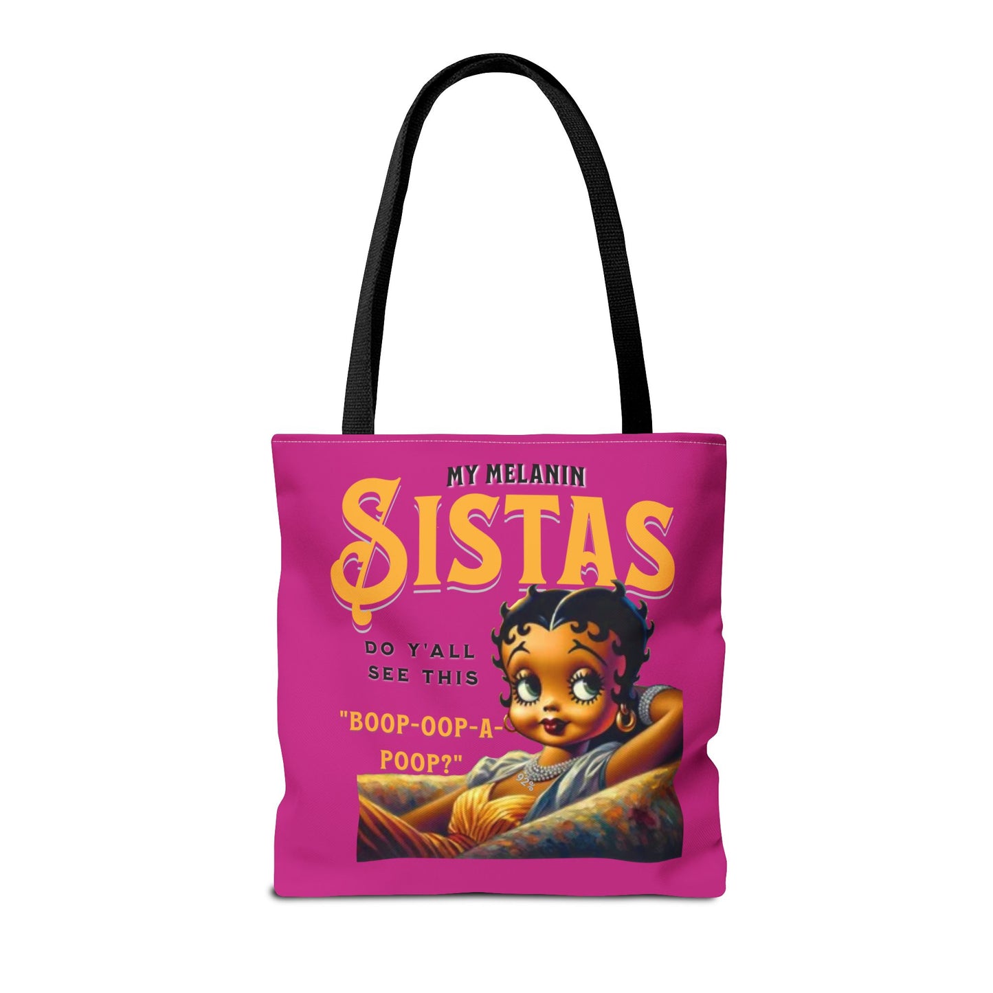 Black Betty Boop Tote Bag, 92 Percent Women Tote Bag, Cute Betty Boop Gift, Pink Betty Boop Tote Bag, Humorous Betty Boop Bag