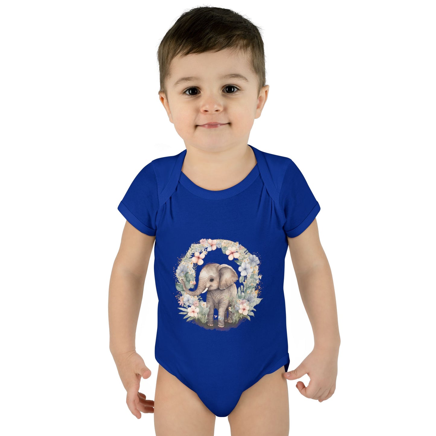 Elephant Baby Bodysuit, Cute Infant Outfit, Baby Shower Gift, Gender Neutral, Woodland Theme, Floral Design, Newborn Clothing