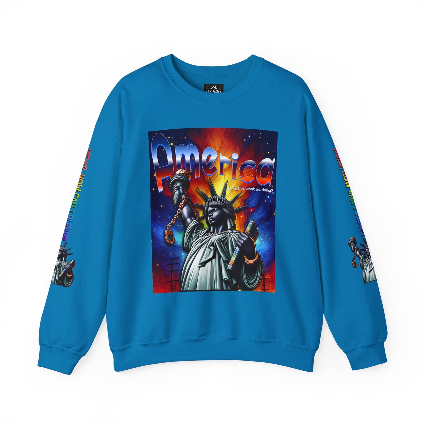 America Graphic Crewneck Sweatshirt - Juneteenth Unisex Heavy Blend™ - Casual Activist Fashion, No Kings Protest Shirt, Hands Off Protest Tee