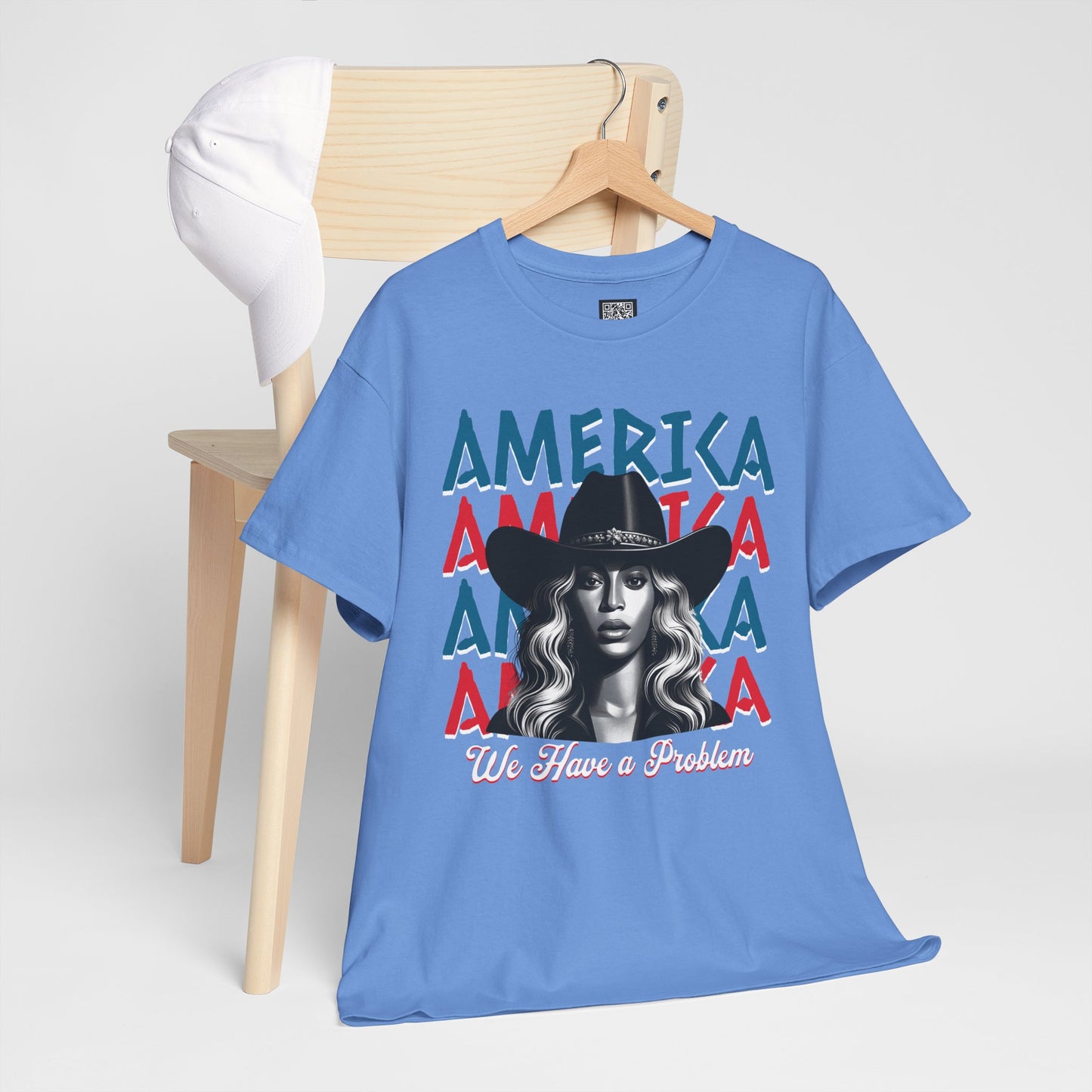 Patriotic Unisex Heavy Cotton Tee - 'Beyonce, America, We Have a Problem' Graphic Tee for Beyonce Fan Lovers, Beyonce Concert Tees
