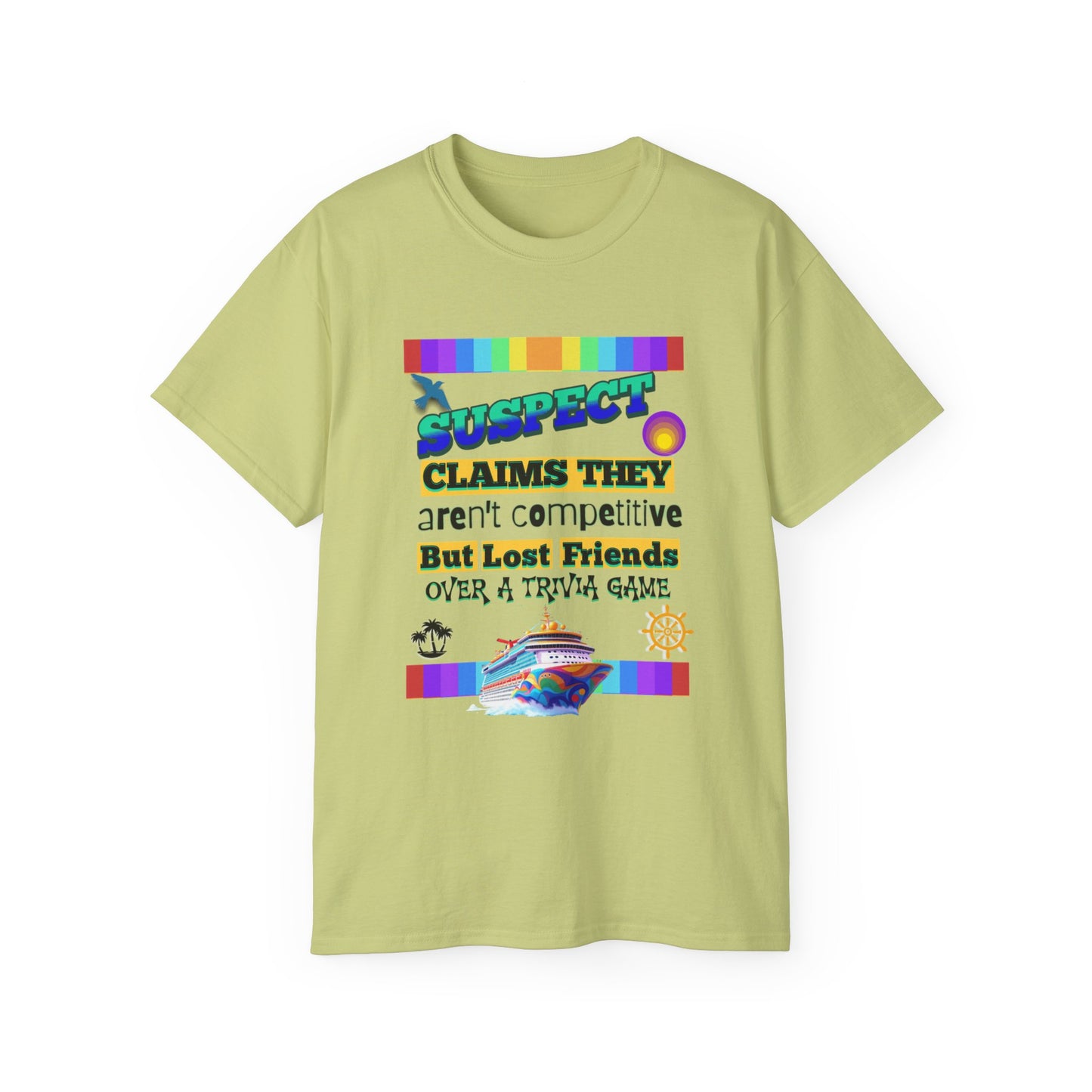 Competitive Spirit Cruise Crew Unisex Tee - Fun Trivia Game Shirt, Gift for Friends, Casual Wear, Family Game Night, Unique Graphic Tee