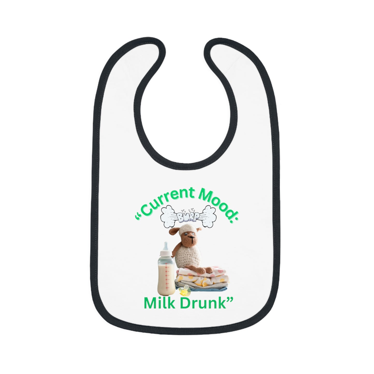 Current Mood, "Milk Drunk Baby Jersey Bib" Cute Baby Bib for Infants and Toddlers,