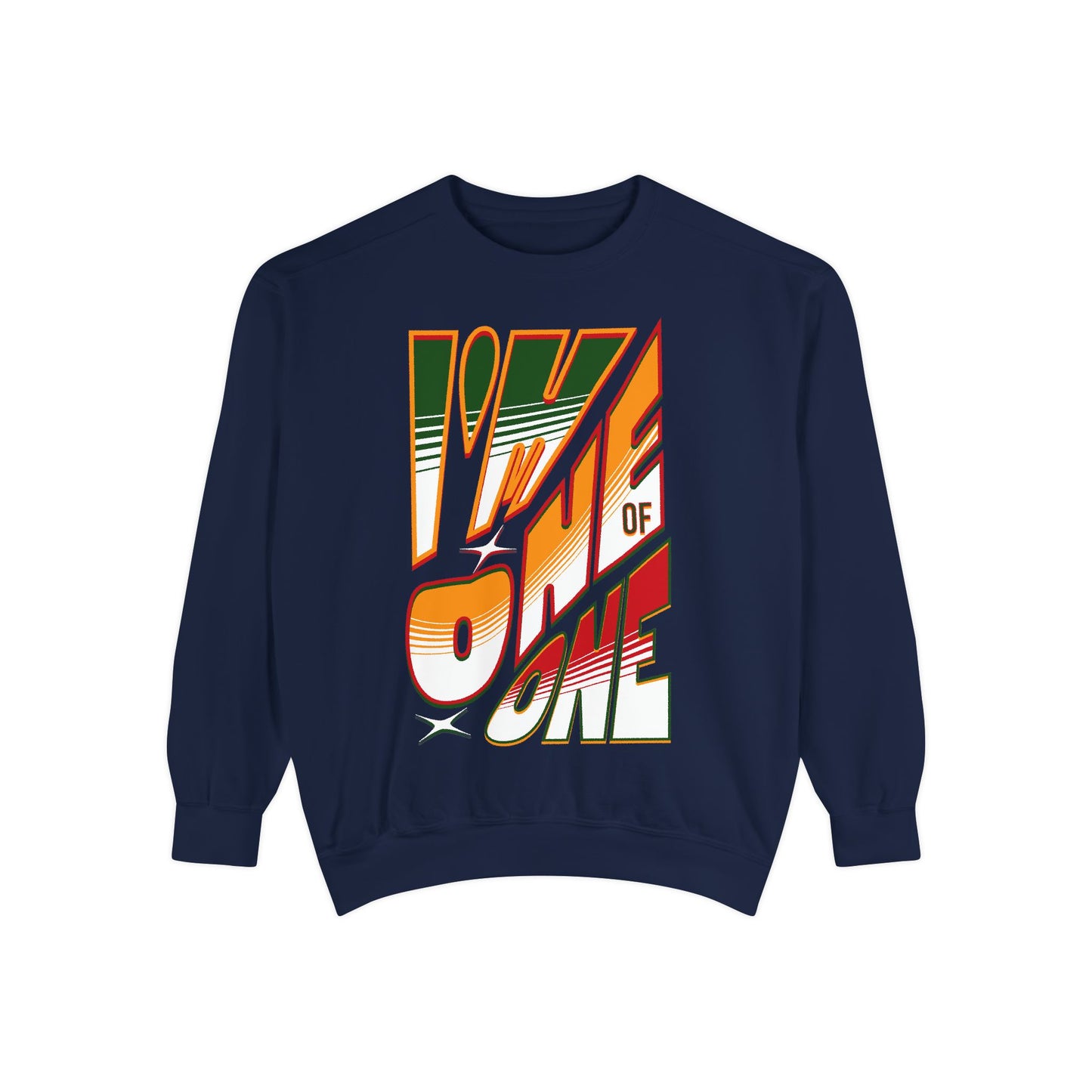 Vibrant One of One Sweatshirt, Juneteenth Garment-Dyed Sweatshirt, Red, Yellow, Green Sweatshirt, Trendy Afrocentric Color Shirt