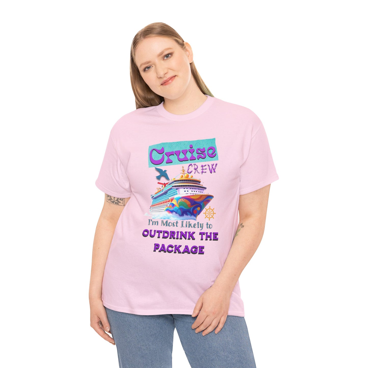 Cruise Crew Outdrink Package Tee | Fun Vacation T-Shirt | Perfect for Summer, Group Trips, Gifts, Drink Package T-Shirt for Cruise
