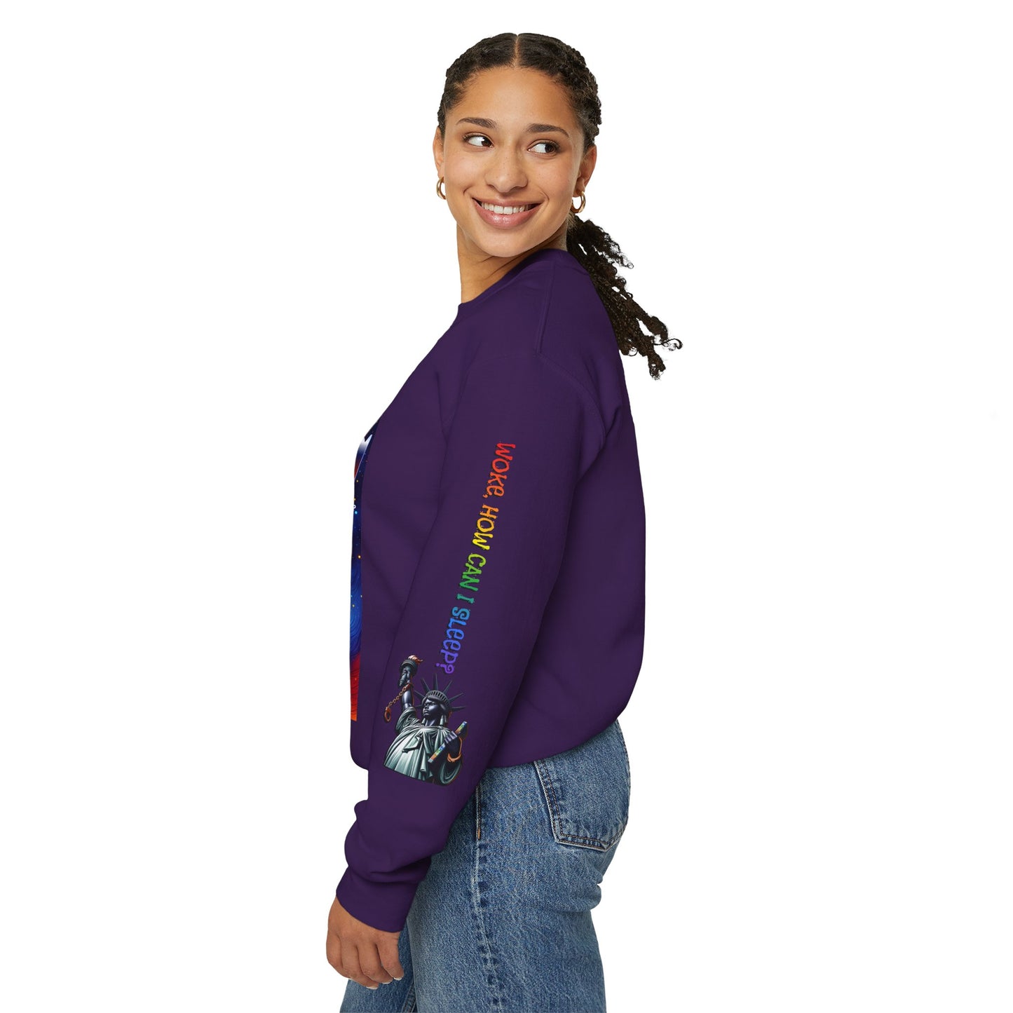 America Graphic Crewneck Sweatshirt - Juneteenth Unisex Heavy Blend™ - Casual Activist Fashion, No Kings Protest Shirt, Hands Off Protest Tee