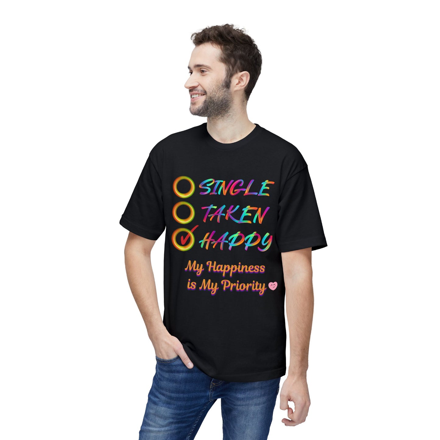 My Happiness is My Priority, Unisex Midweight T-shirt, Valentine to Myself T-Shirt, Valentine T-Shirt, Self-Love T-Shirts, Taken, Single Happy