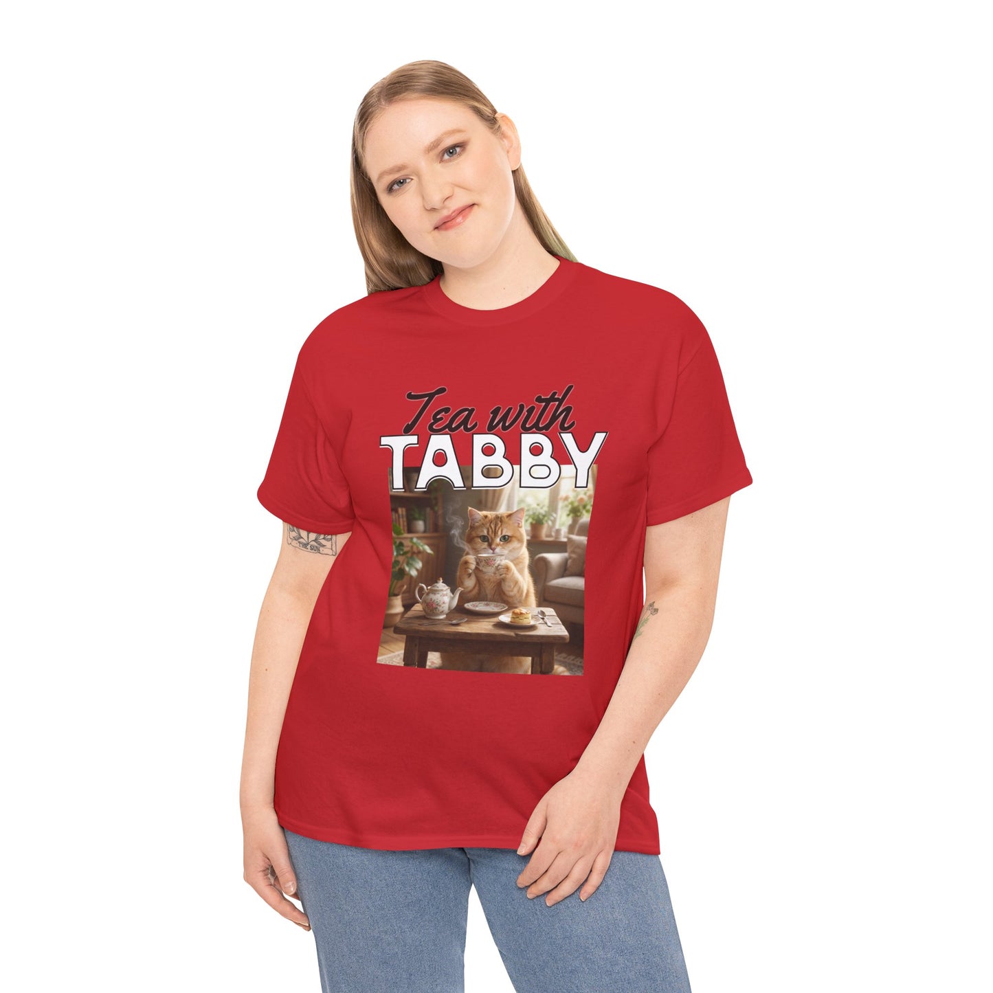 Personalized Tea with Tabby T-Shirt — Custom Cozy Cat Graphic Tee