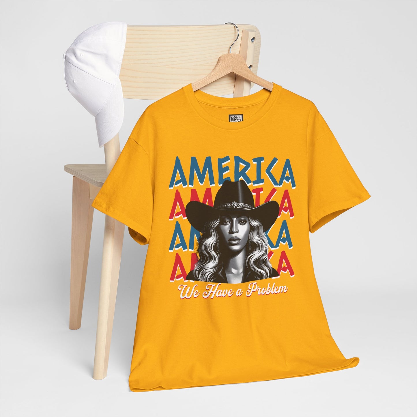 Patriotic Unisex Heavy Cotton Tee - 'Beyonce, America, We Have a Problem' Graphic Tee for Beyonce Fan Lovers, Beyonce Concert Tees