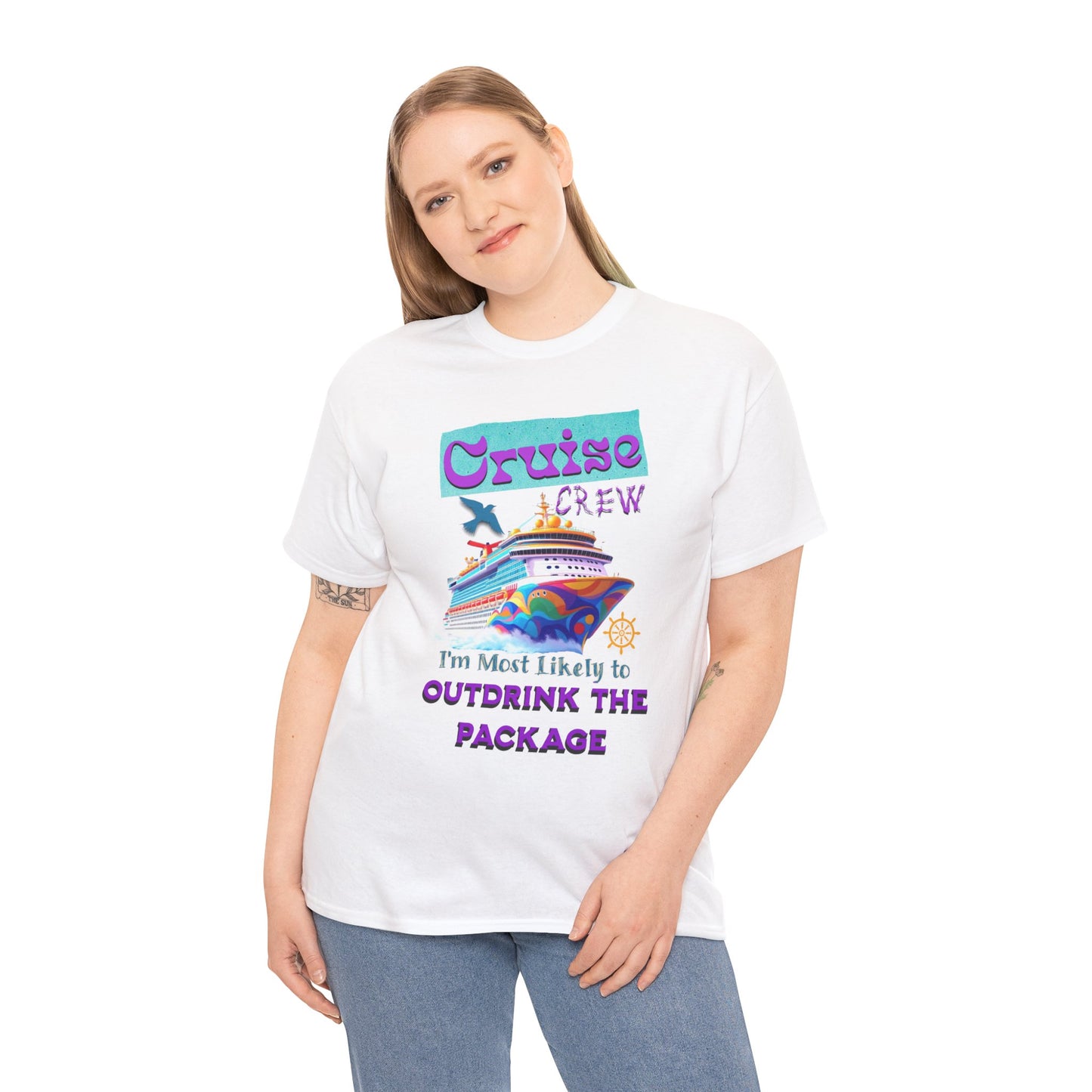Cruise Crew Outdrink Package Tee | Fun Vacation T-Shirt | Perfect for Summer, Group Trips, Gifts, Drink Package T-Shirt for Cruise