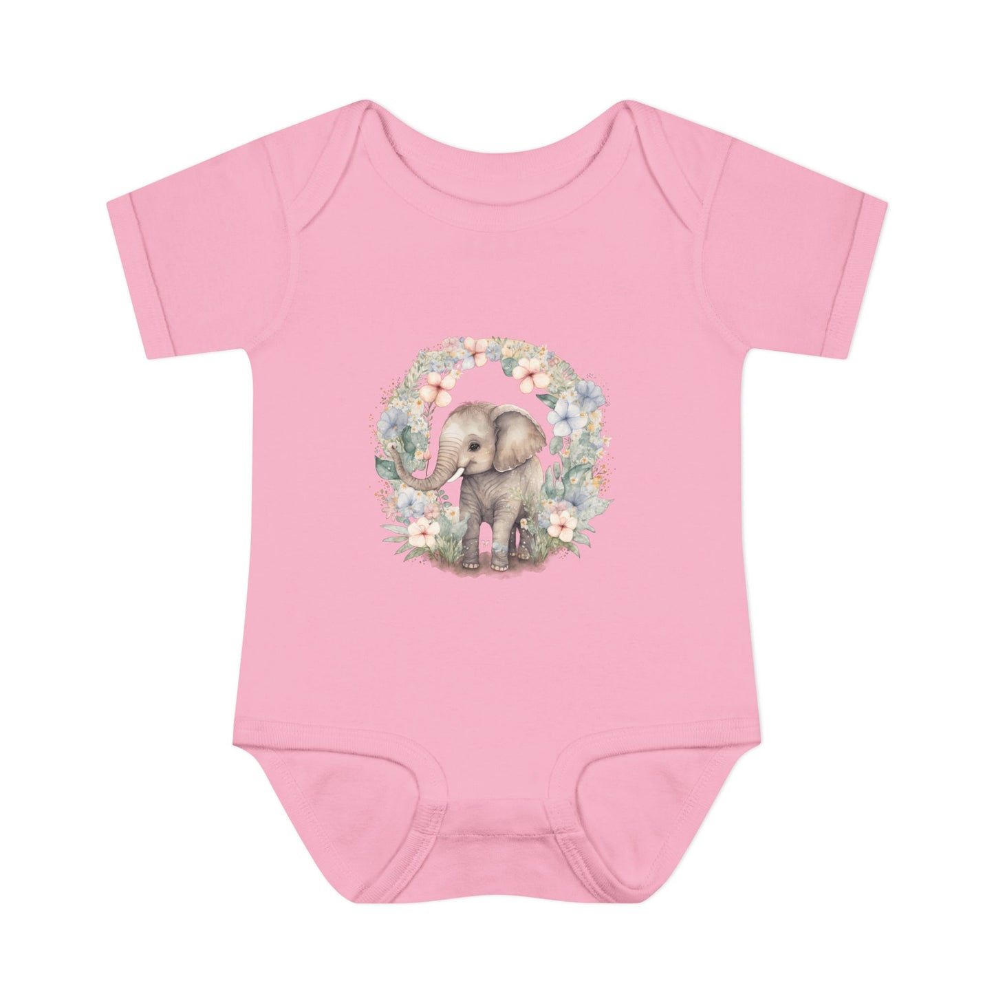 Elephant Baby Bodysuit, Cute Infant Outfit, Baby Shower Gift, Gender Neutral, Woodland Theme, Floral Design, Newborn Clothing