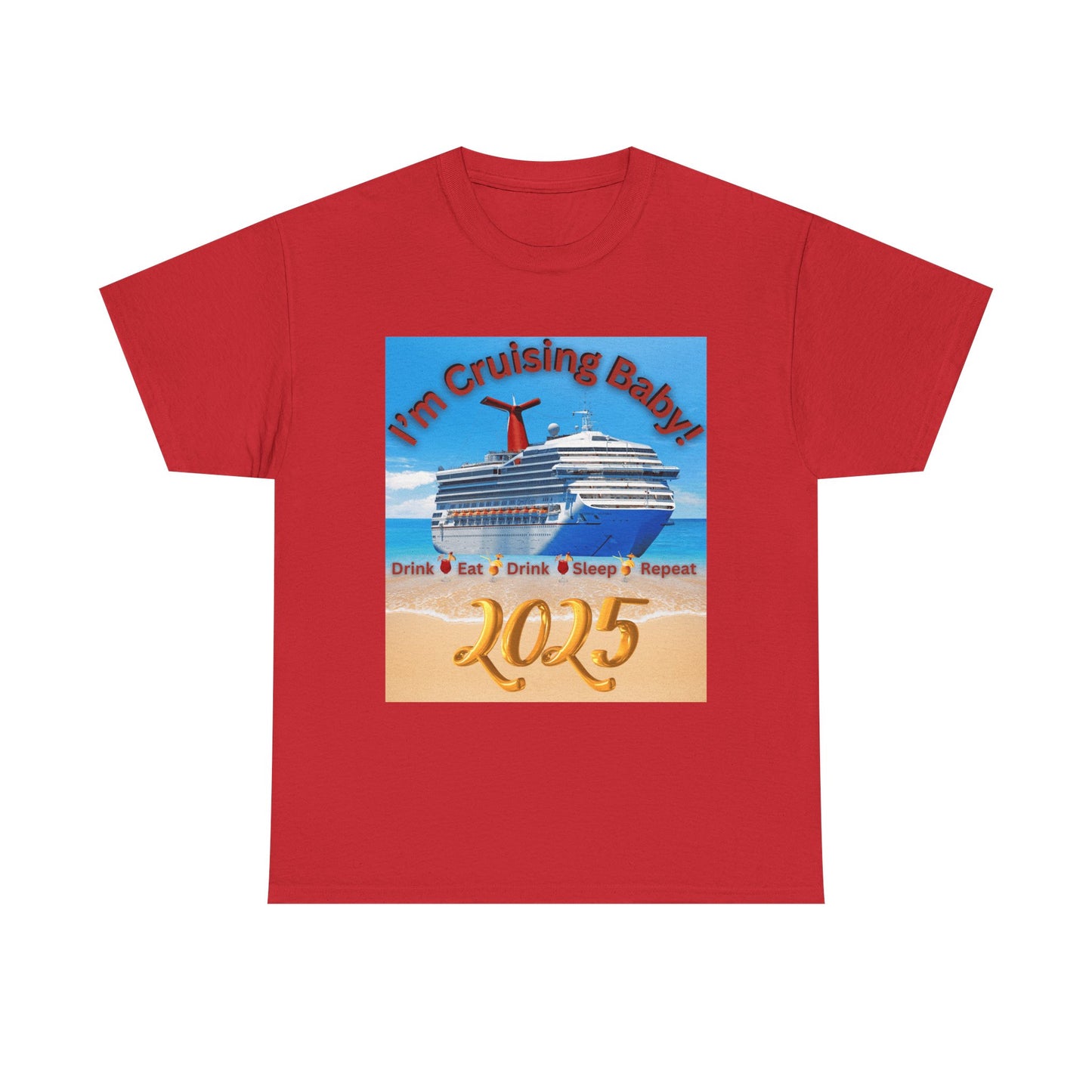 "I'm Cruising 2025" Unisex Heavy Cotton Tee, Cruise T-Shirts 2025, Unisex Cruise T-Shirts 2025, Bon Voyage Cruise Shirts