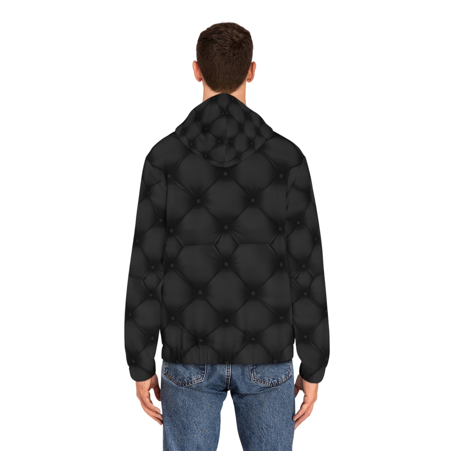 Unisex Full-Zip Black Quilted Print Hoodie, Hoodies for Men and Women with a Quilted Print,