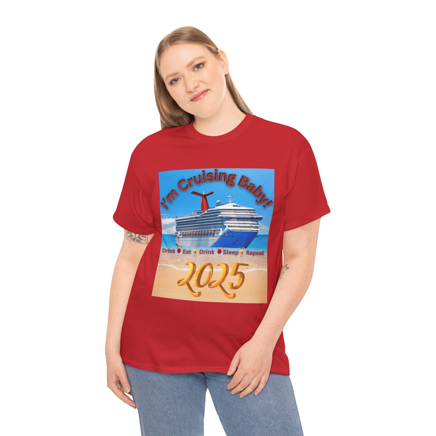 "I'm Cruising 2025" Unisex Heavy Cotton Tee, Cruise T-Shirts 2025, Unisex Cruise T-Shirts 2025, Bon Voyage Cruise Shirts