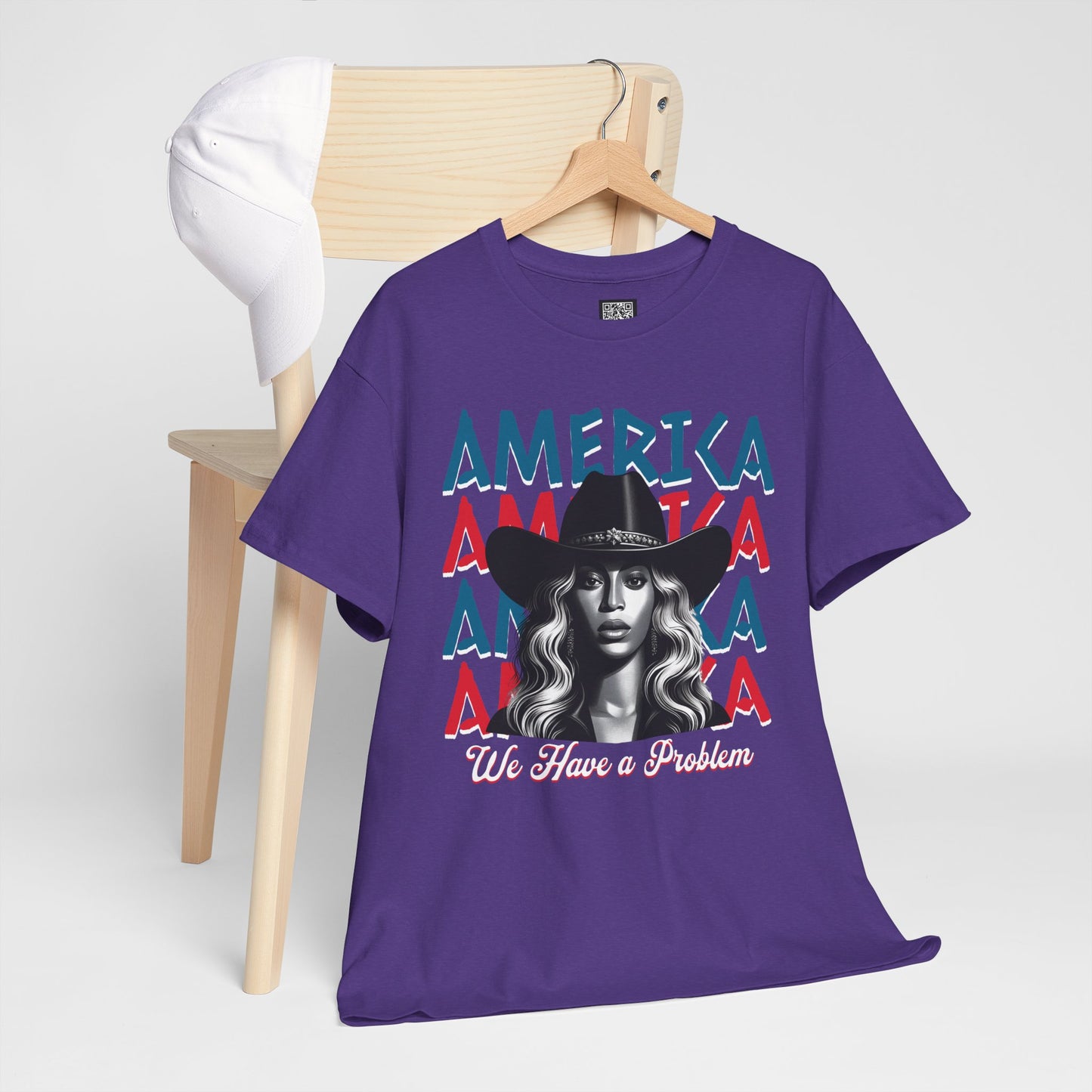 Patriotic Unisex Heavy Cotton Tee - 'Beyonce, America, We Have a Problem' Graphic Tee for Beyonce Fan Lovers, Beyonce Concert Tees