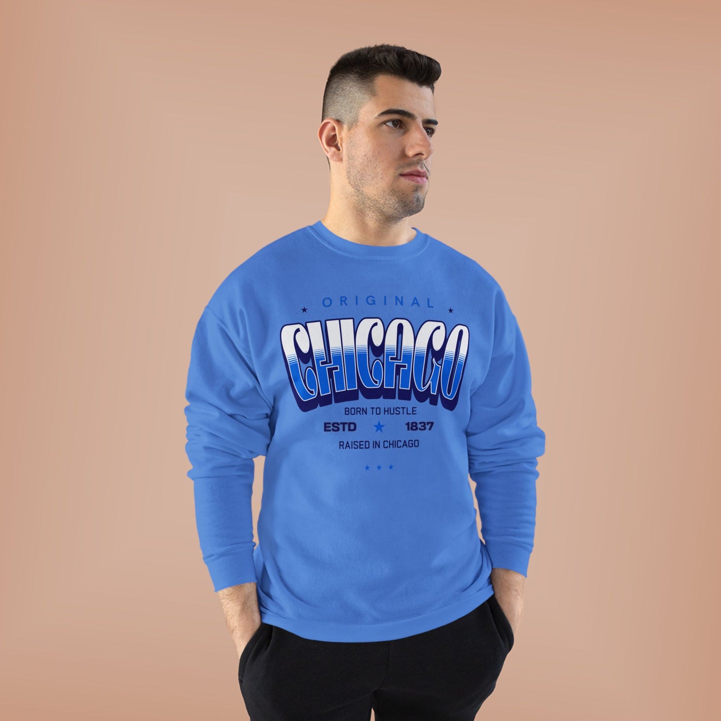 Chicago Hustle EcoSmart Crewneck Sweatshirt, Unisex Sweatshirt, Gift for Chicago Lovers, Trendy Streetwear, Casual Wear, Cozy Sweatshirt