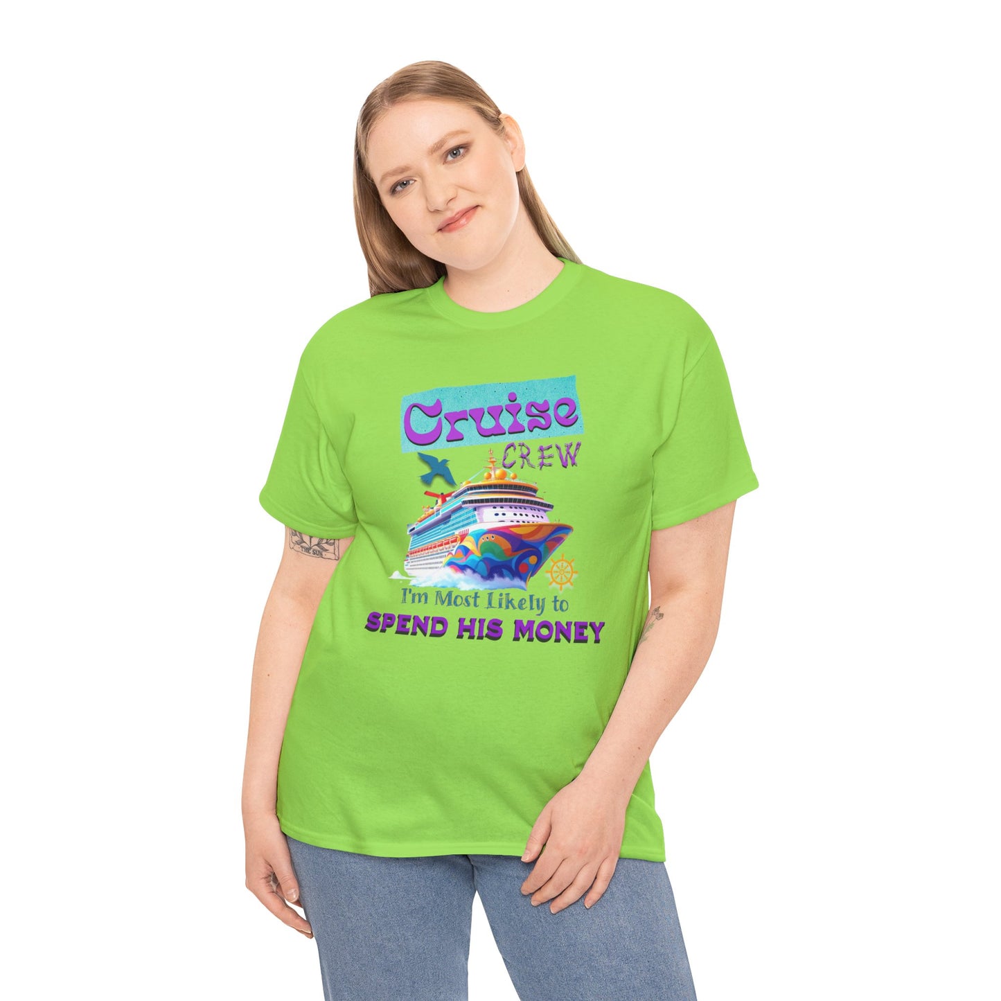 Funny Cruise Crew Tee, Vacation T-Shirt, Gift for Cruise Lovers, Vacation Humor Apparel, Travel Enthusiast Shirt, Spend His Money Tee