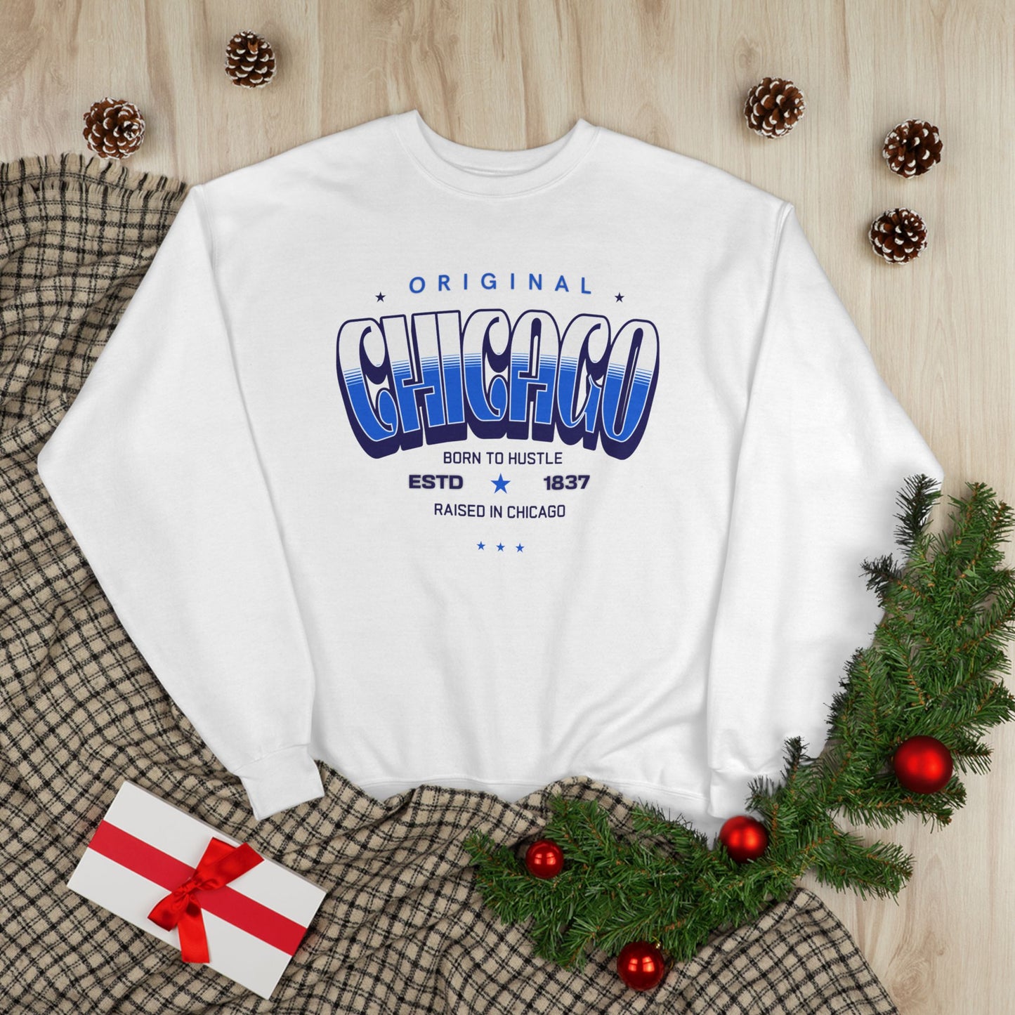 Chicago Hustle EcoSmart Crewneck Sweatshirt, Unisex Sweatshirt, Gift for Chicago Lovers, Trendy Streetwear, Casual Wear, Cozy Sweatshirt