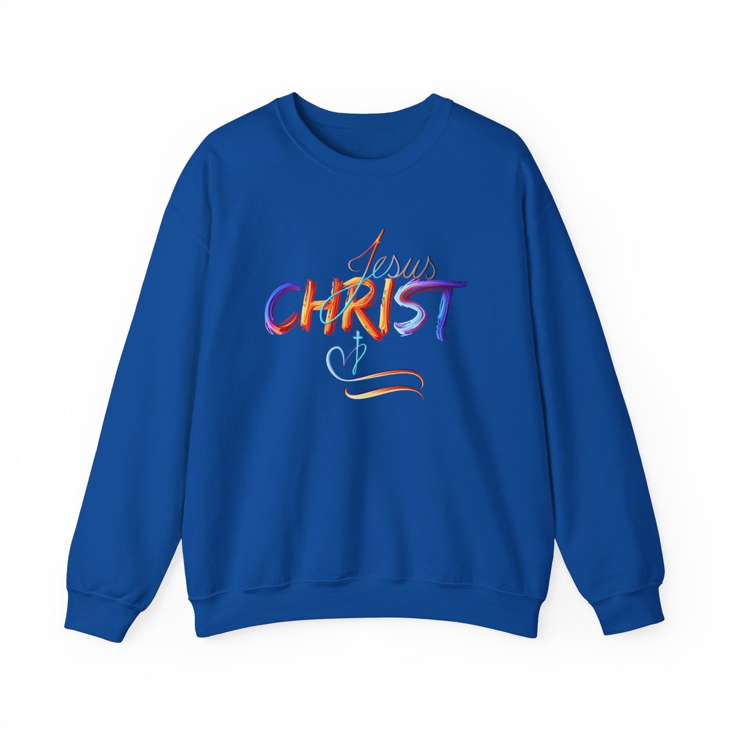 Jesus Christ – Faith & Light Crewneck Sweatshirt, Christian Apparel, Bold Christian Graphics, Christian Gifts, Faith-Based Art, Gospel Merchandise
