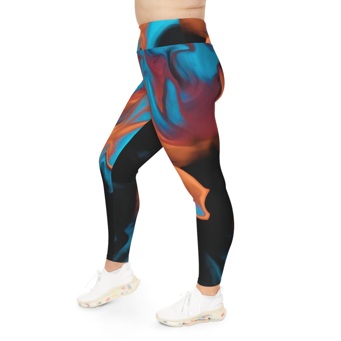 Plus Size Yoga Leggings - Vibrant Abstract Design for Comfort and Style, 2XL to 6XL Cute and Comfortable Leggings, Plus Size Fitness Pants