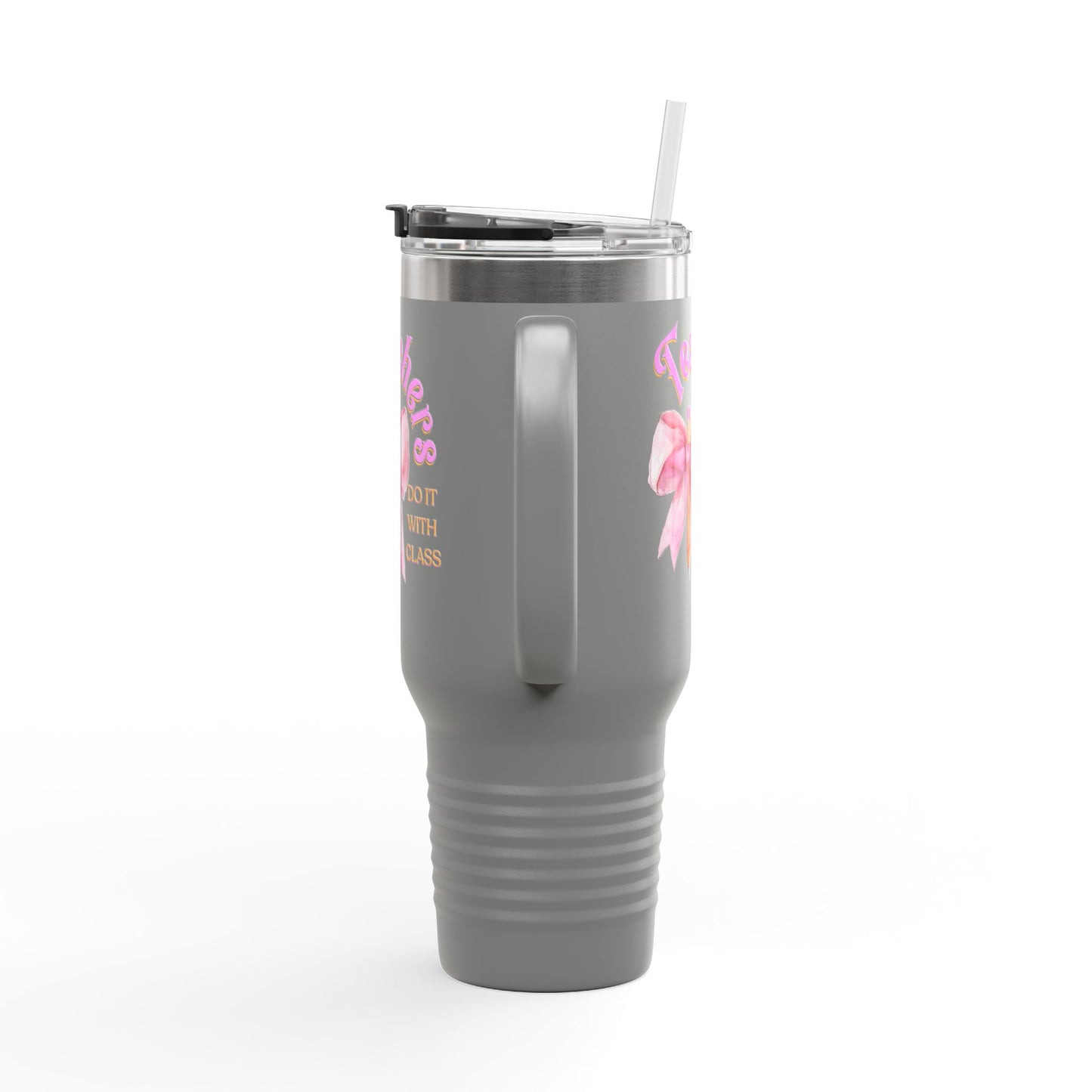Stylish Insulated Travel Mug for Teachers, Cute 40oz Coquette Teacher Tumbler, Gifts for Educators, Coffee Lover Travel Cup, Back to School Mug Gift