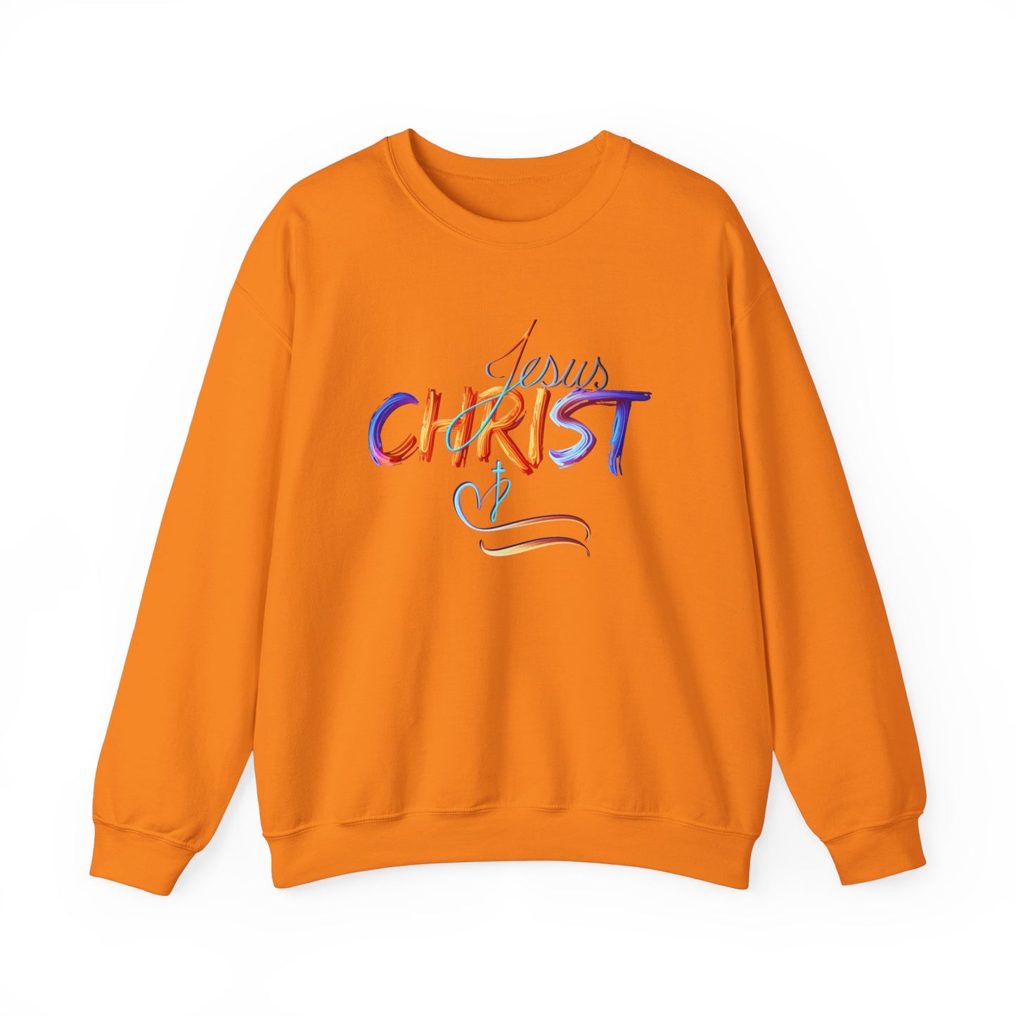 Jesus Christ – Faith & Light Crewneck Sweatshirt, Christian Apparel, Bold Christian Graphics, Christian Gifts, Faith-Based Art, Gospel Merchandise