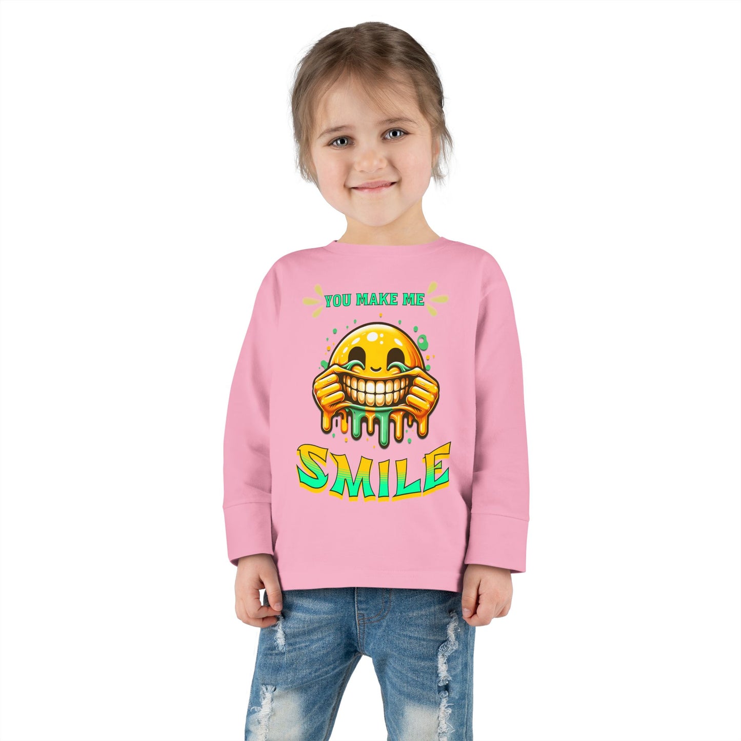 You Make Me Smile Toddler Long Sleeve Tee, Cute Kids T-Shirt, Joyful Nursery Clothing, Gift for Toddlers, Fall Fashion T-Shirts