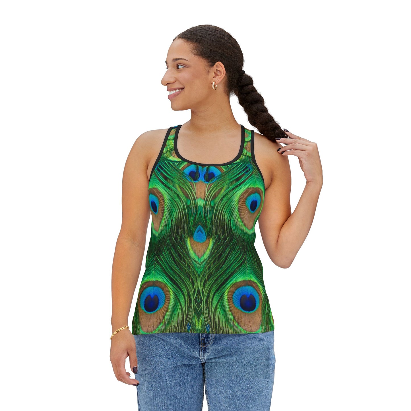 Vibrant Peacock Print Women's Tank Top, Perfect for Summer and Special Occasions, Matching Yoga Pants Sold Separately, Peacock Lover Merch
