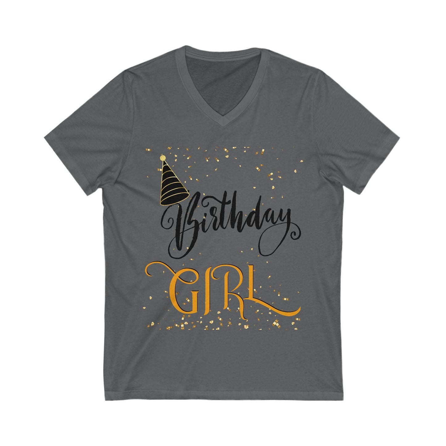 Birthday Girl Jersey Short Sleeve V-Neck Tee, Birthday T-Shirt for Women and Teens