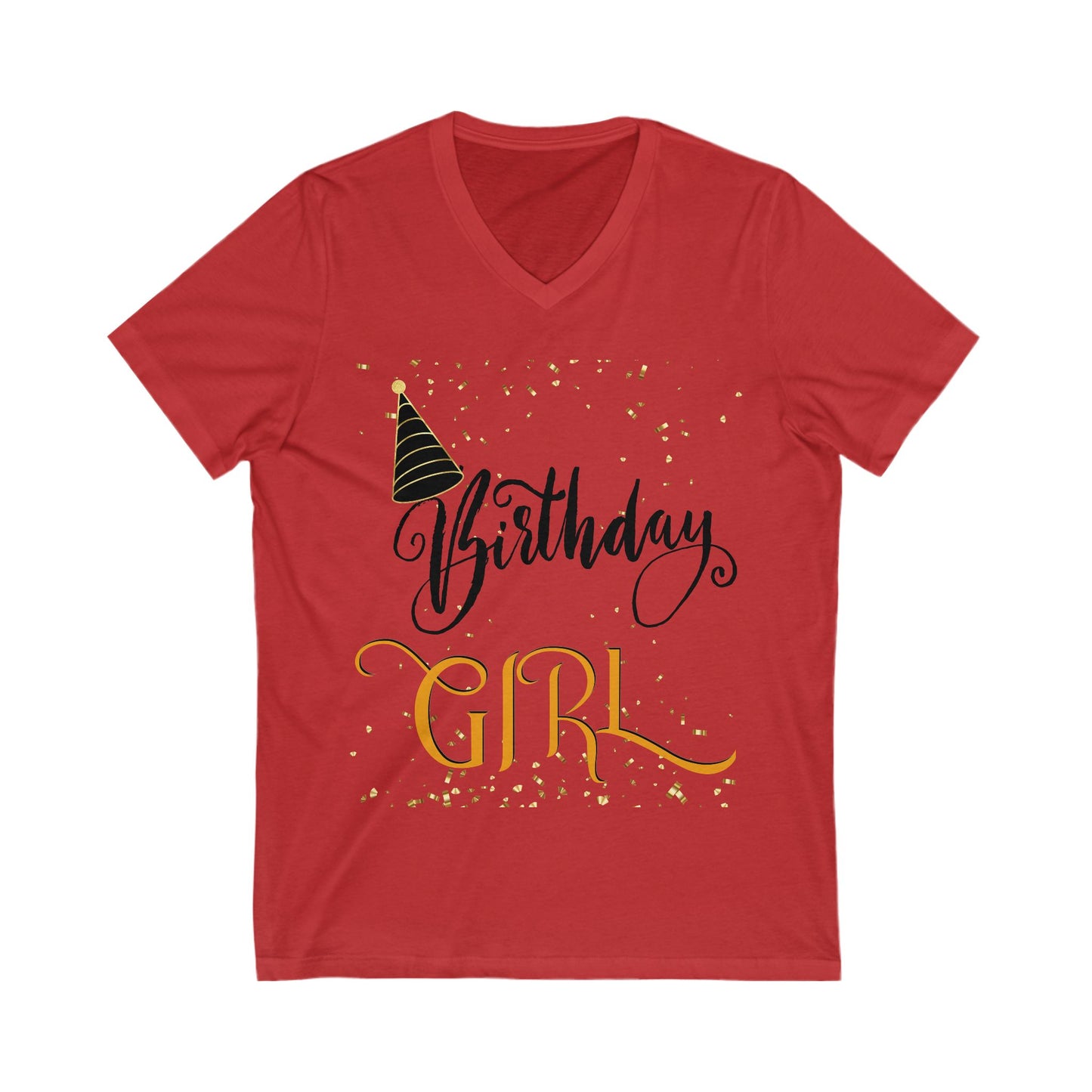 Birthday Girl Jersey Short Sleeve V-Neck Tee, Birthday T-Shirt for Women and Teens
