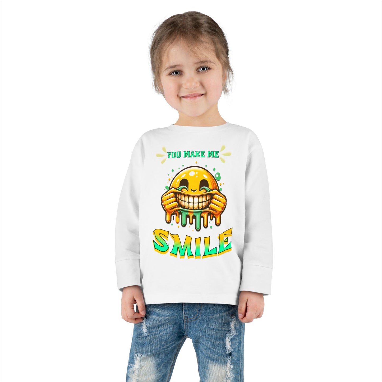 You Make Me Smile Toddler Long Sleeve Tee, Cute Kids T-Shirt, Joyful Nursery Clothing, Gift for Toddlers, Fall Fashion T-Shirts