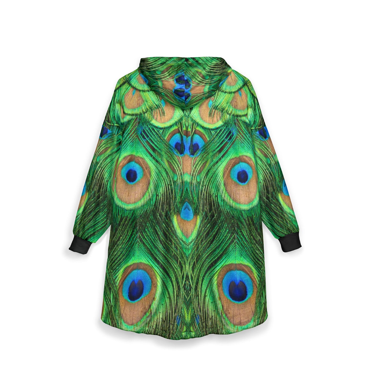 Cozy Peacock Print Hooded Blanket - Vibrant Peacock Print for Relaxation, Perfect Mother's Day Gift, Oversized Hooded Blanket