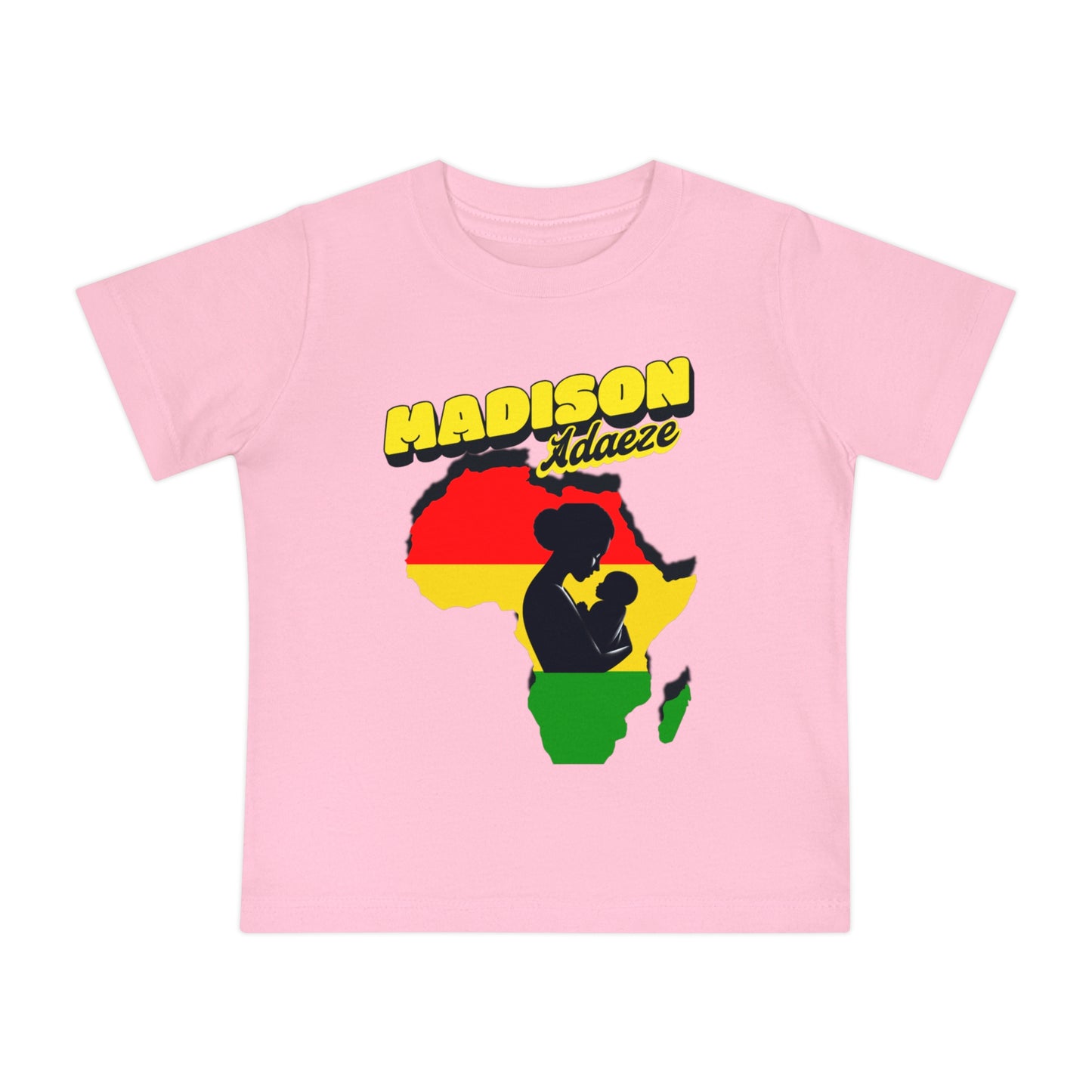 Mother Africa's Embrace Baby Short Sleeve T-Shirt, Design with Africa Silhouette, Personalized Baby T-Shirts, Juneteenth T-Shirt for Toddler,