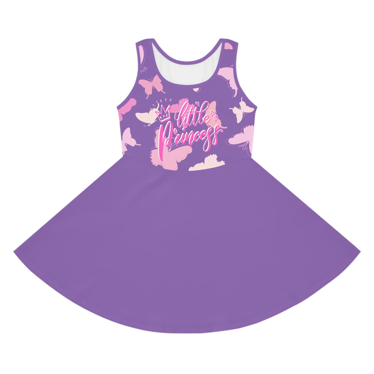 Girls' Purple Princess Butterfly Sleeveless Sundress, 2T to XL Girls Purple Dress, Butterfly Dress for a Little Girl,