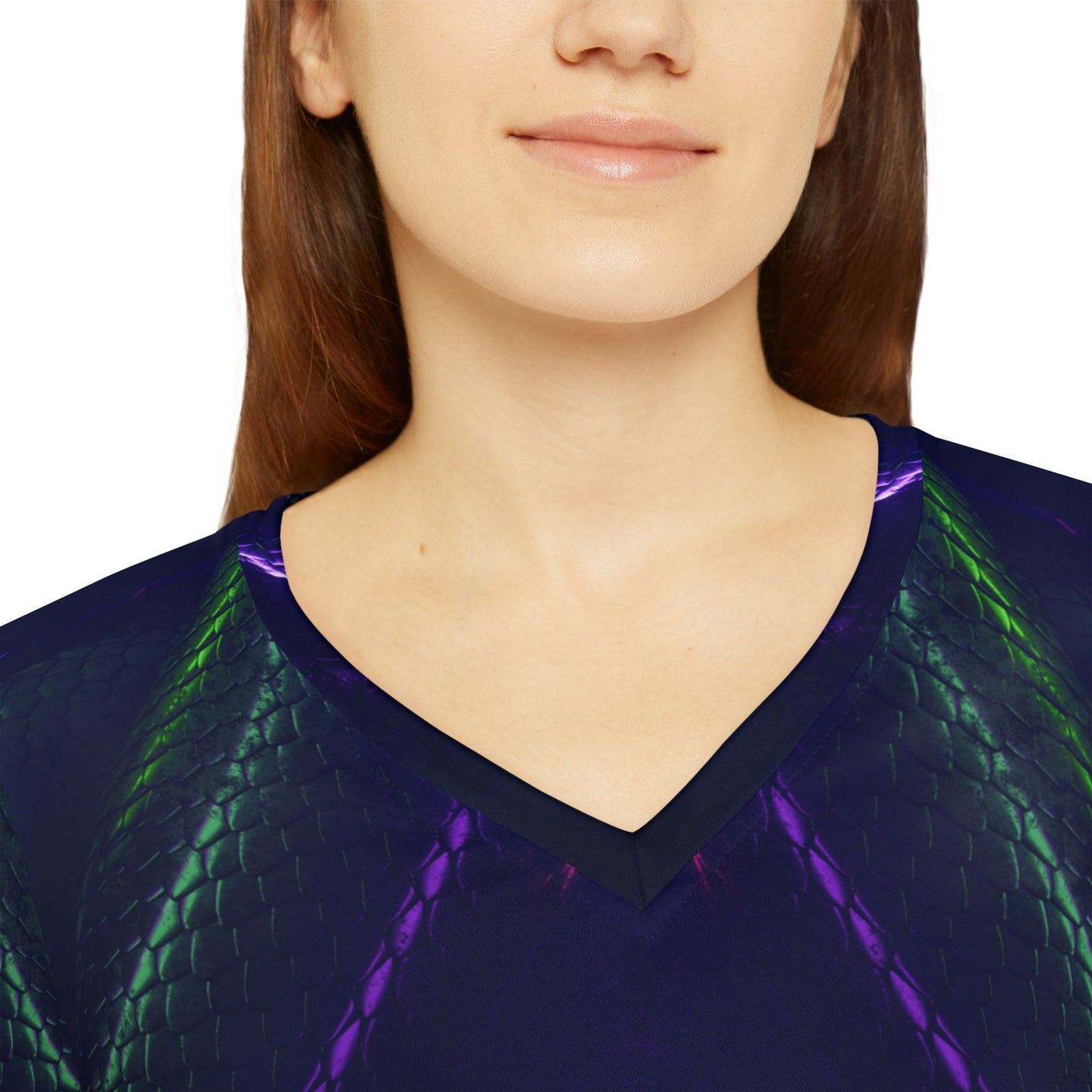 Vibrant Women's Long Sleeve Snakeskin V-Neck Shirt - Matching Yoga Pants