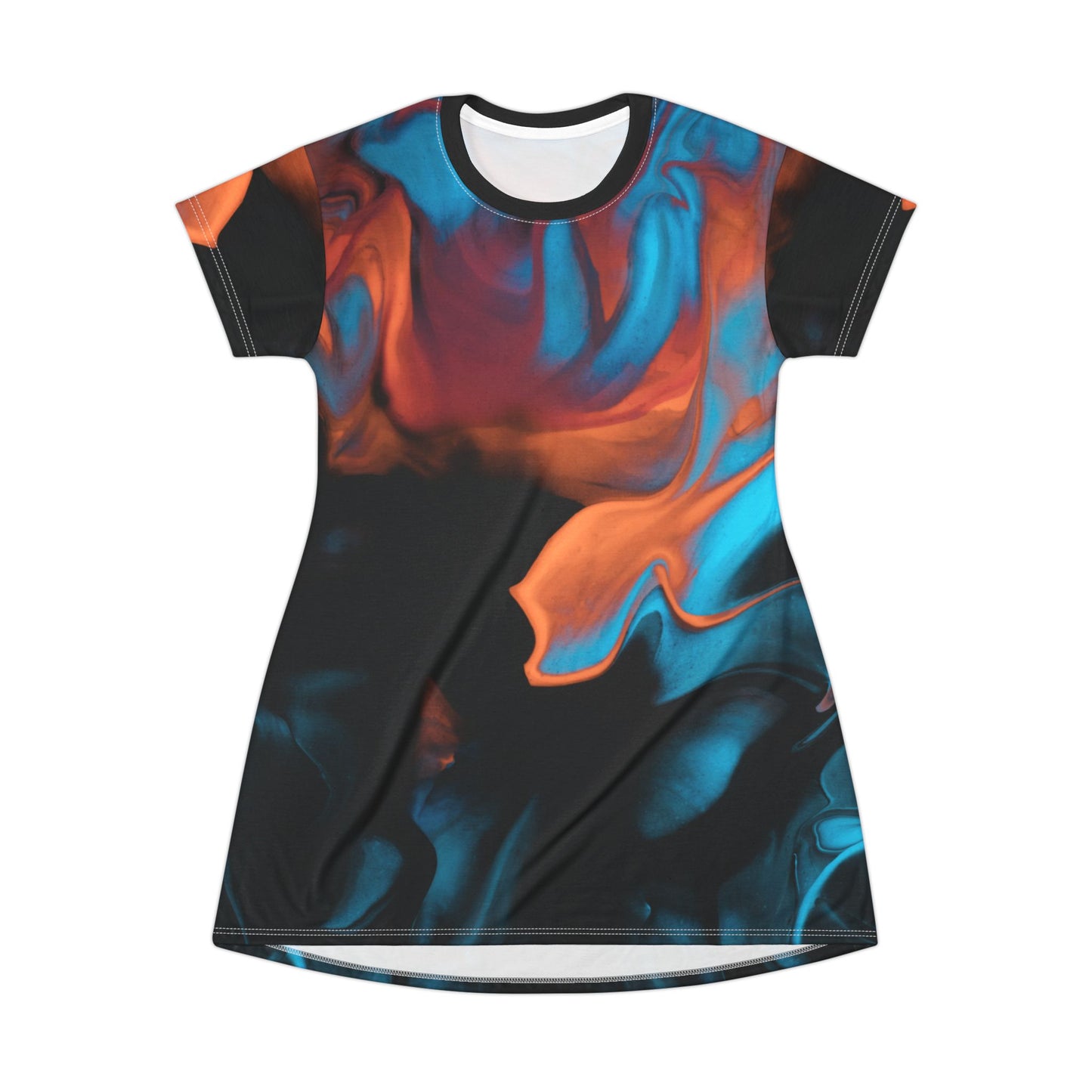 Vibrant Marble T-Shirt Dress for Casual Style, Cute Summer T-Shirt Dress for Women and Teens, Matching Bikini Sold Separately