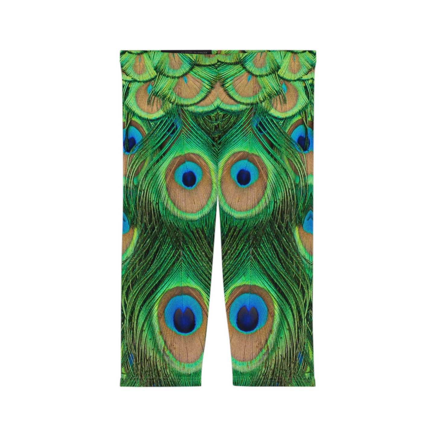 Peacock Pattern Women's Capri Leggings, Stylish & Comfortable Activewear, Cute Women Capri Leggings, Peacock Lover Merch
