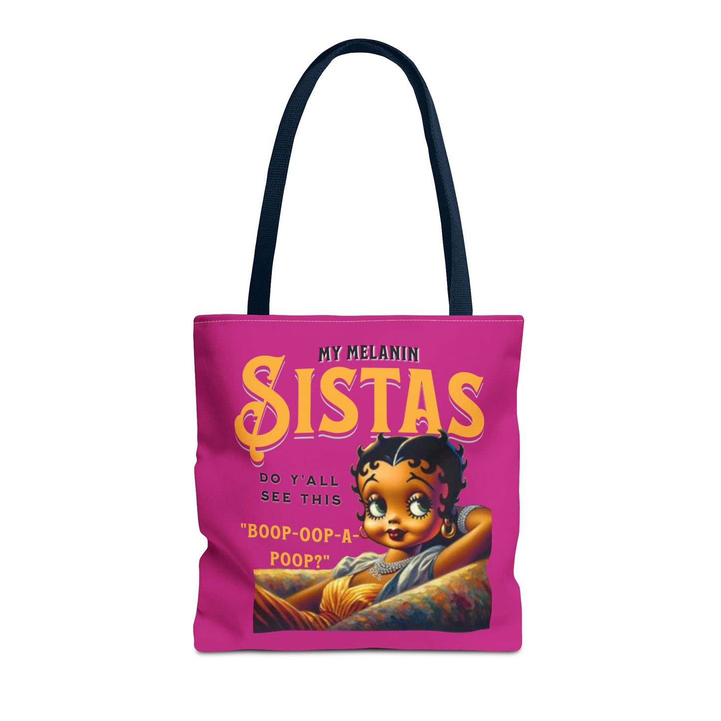 Black Betty Boop Tote Bag, 92 Percent Women Tote Bag, Cute Betty Boop Gift, Pink Betty Boop Tote Bag, Humorous Betty Boop Bag