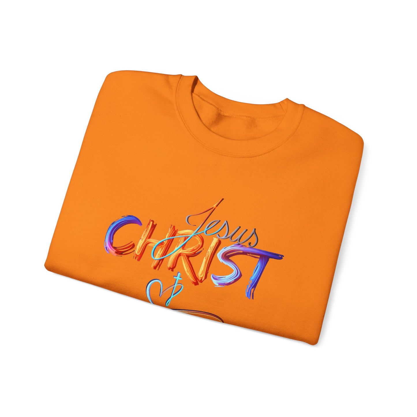 Jesus Christ – Faith & Light Crewneck Sweatshirt, Christian Apparel, Bold Christian Graphics, Christian Gifts, Faith-Based Art, Gospel Merchandise