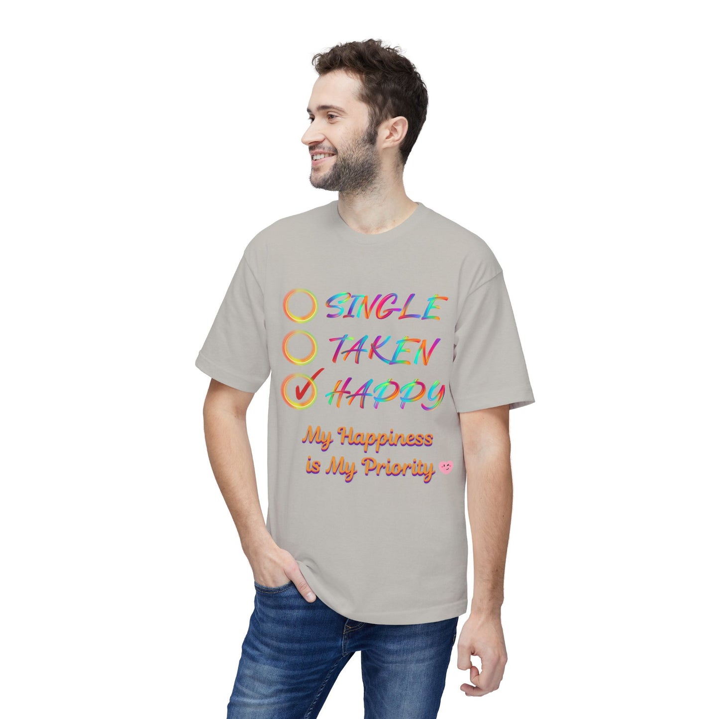 My Happiness is My Priority, Unisex Midweight T-shirt, Valentine to Myself T-Shirt, Valentine T-Shirt, Self-Love T-Shirts, Taken, Single Happy