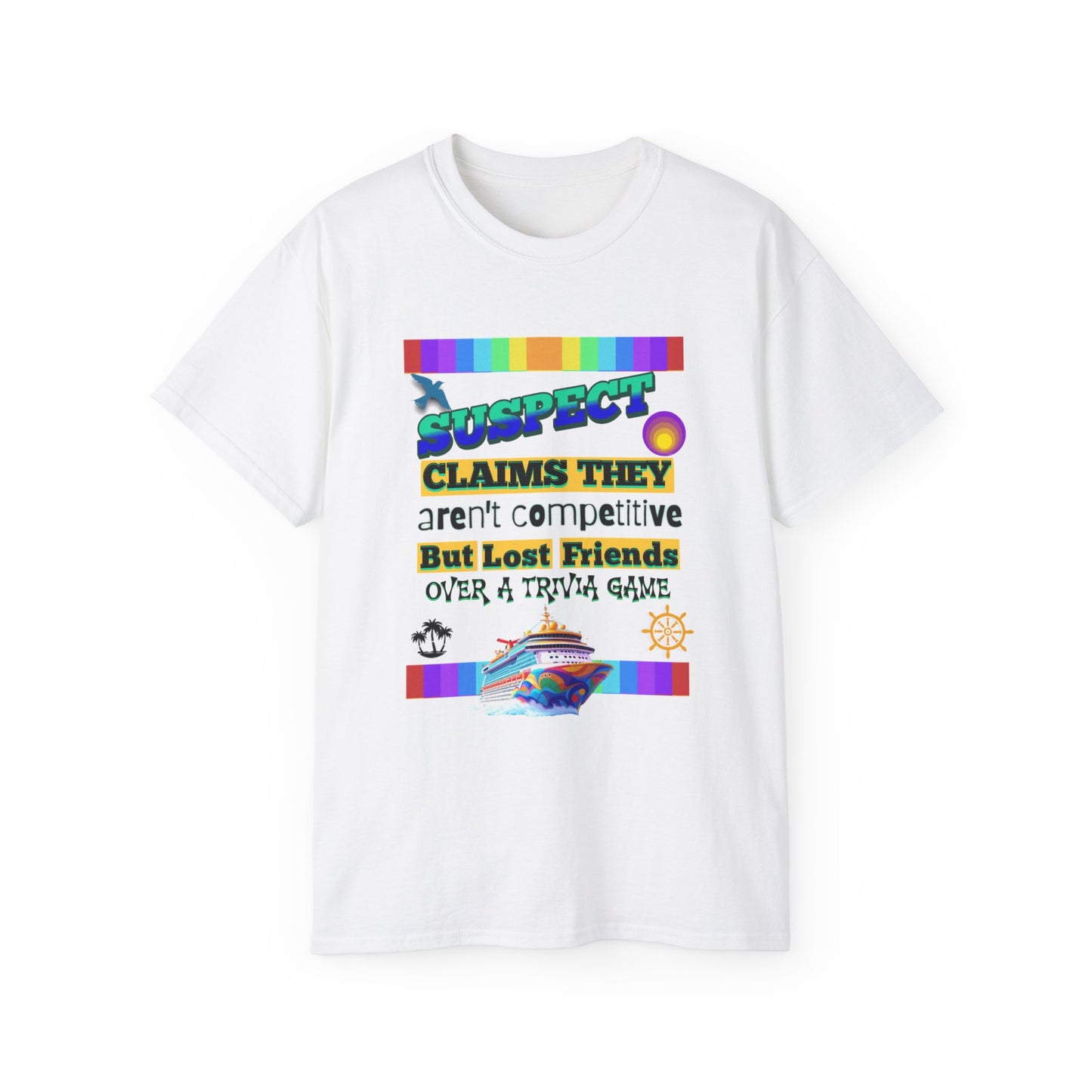 Competitive Spirit Cruise Crew Unisex Tee - Fun Trivia Game Shirt, Gift for Friends, Casual Wear, Family Game Night, Unique Graphic Tee