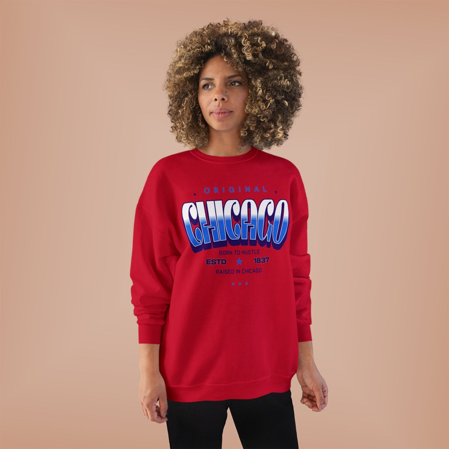 Chicago Hustle EcoSmart Crewneck Sweatshirt, Unisex Sweatshirt, Gift for Chicago Lovers, Trendy Streetwear, Casual Wear, Cozy Sweatshirt